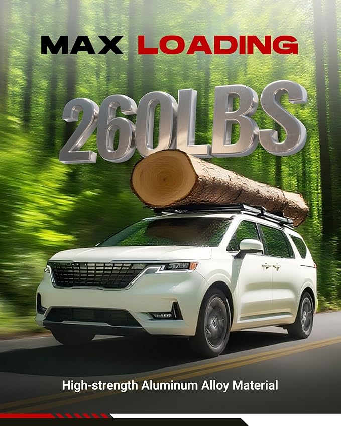 HEKA Roof Rack Cross Bars Fit for KIA Carnival 2022 2023 2024 2025 2026 with Raised Side Rails, Luggage Crossbars Cargo Bag Carrier Aluminum Rooftop Set Canoe Rooftop Black