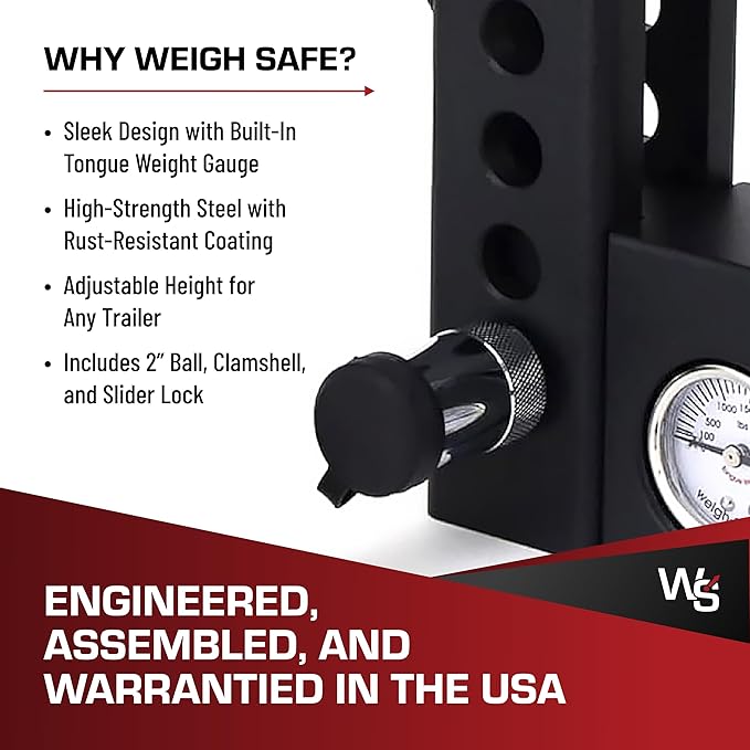Weigh Safe Aero Hitch - Adjustable Trailer Hitch Ball Mount - 4" Drop Hitch for 2" Receiver - Premium Heavy Duty Steel Trailer Tow Hitch w/Built in Weight Scale for Anti Sway, 12,500 lbs GTW