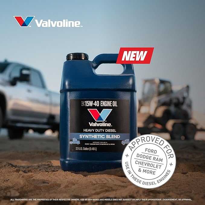 Valvoline Heavy Duty Synthetic Blend 15W-40 Diesel Engine Oil 2.5 Gallon