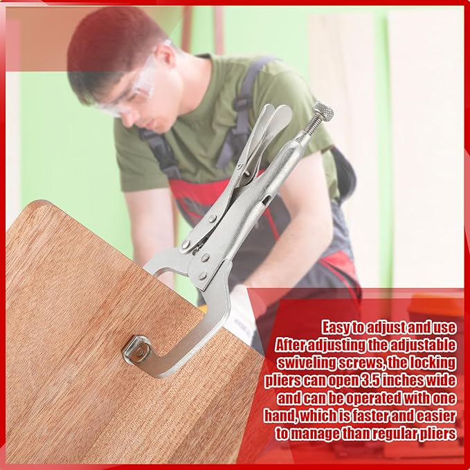 Yexiya 10 Pcs Locking C Clamp, Locking Pliers Adjustable Welding Clamp with Regular Tip and Swivel Pad for Shop Home Farm and Auto Workshop Woodworking, Cabinetry, Repair (4 Inch)