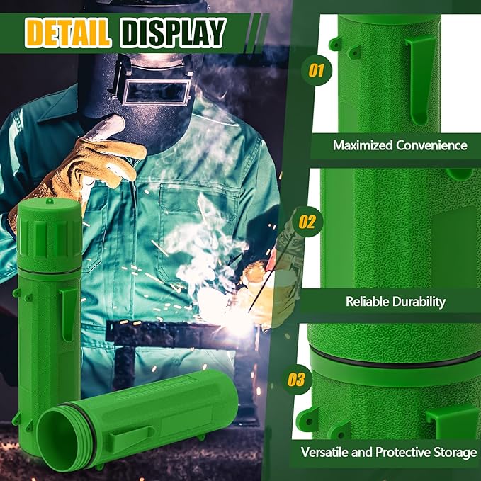 Zonon 4 Pcs Electrode Rod Storage Tube 14 Inch Airproof and Waterproof Welding Rod Holder for Canister(Green)