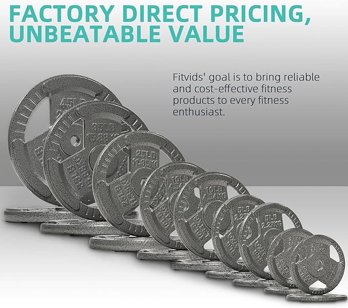 Cast Iron Standard Weight Plates Including 5FT Standard Barbell with Star Locks, 45-Pound Set (35 Pounds Plates + 10 Pounds Barbell), Multiple Styles