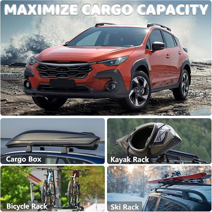 Roof Rack Cross Bars Compatible with Subaru Crosstrek 2018-2023 / Impreza 2017-2023, Adjustable Aluminum Heavy Duty 300 LBS Anti-Theft Lock Cargo Carrier Rooftop Crossbar for Bike, Snowboard, Luggage
