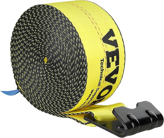 VEVOR Truck Straps, 4" x 30' Heavy Duty Tie Down w/Flat Hooks 18,000lbs Break Strength, WLL# 6000lbs, Cargo Straps tie Down for Flatbeds, Trucks, Trailers, Farms, Rescues, Tree Saver, Yellow(4 Pack)
