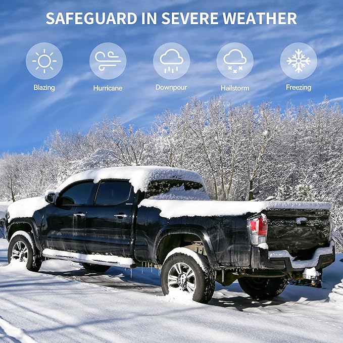 OEDRO FRP Hard Tri-fold Tonneau Cover Fold Truck Bed Covers Compatible with 2015-2025 Ford F150 F-150 with 5.5 Feet Bed