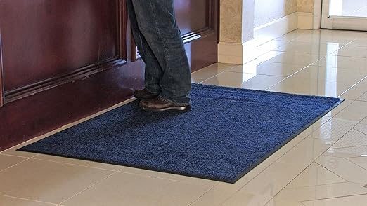 FANMATS 94030920 Guardian Platinum Series Indoor Wiper Floor Mat, Rubber with Nylon Carpet, 3" Width, 9" Length, Blue