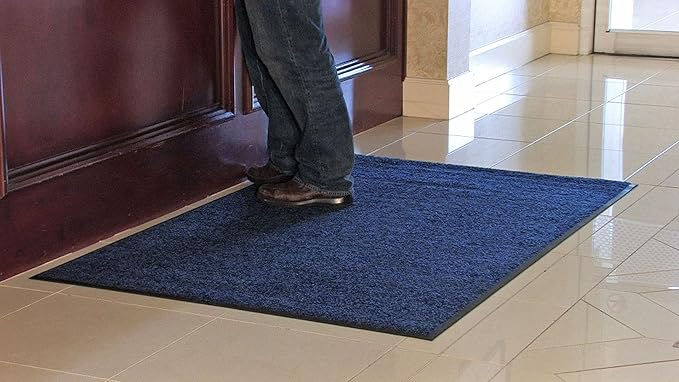 Guardian 94031820 Platinum Series Indoor Wiper Floor Mat, Rubber with Nylon Carpet, 3'x18', Blue