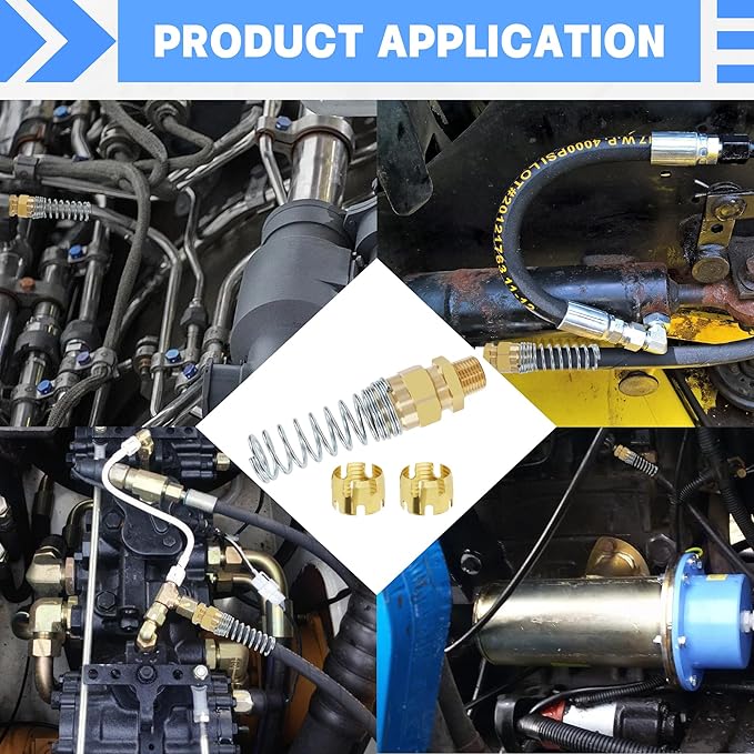 1/2” Hose x 1/2” Male Connector with Spring Guard, Dzakoot 2 Pack Air Brake Hose End Fitting with 2 Pack 1/2” Sleeve Tube