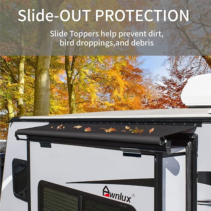 Awnlux Black Modular Slide Topper Awning Slide Out Protection for RVs, Travel Trailers, 5th Wheels, and Motorhomes -12' (11'7" Fabric)