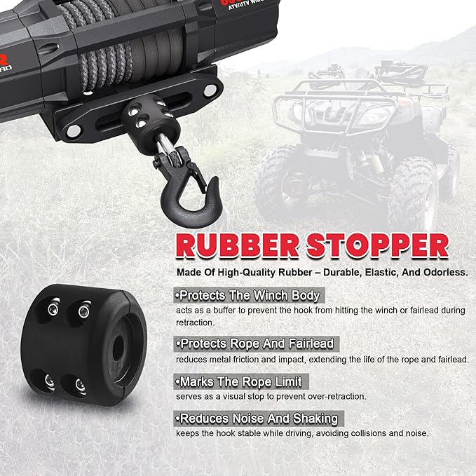 OPENROAD 6000 lbs UTV Winch, Waterproof IP67 Electric Trailer 6k Winch with 1/4"×50ft Synthetic Rope,Wireless Remote and Winch Stopper (6000lb with Mounting Plate)