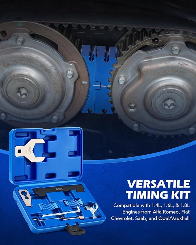 Orion Motor Tech Engine Camshaft Tensioning Locking Alignment Timing Belt Tool Kit with Water Pump Wrench, Camshaft Holding Tool Compatible with Aveo Chevy Cruze Fiat Alfa Romeo 1.4 1.6 1.8 L