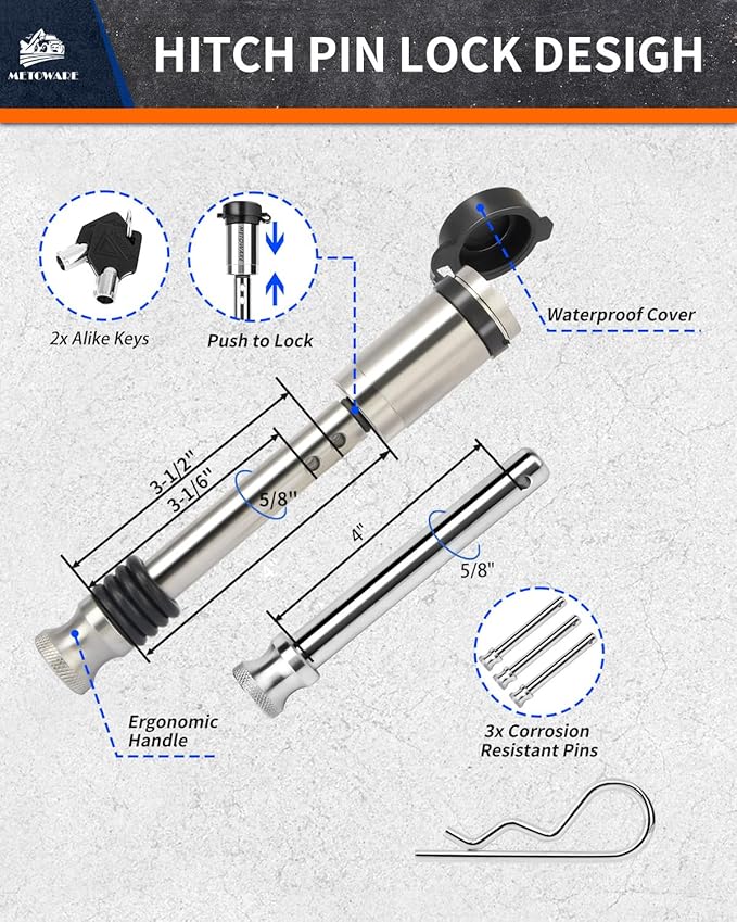 METOWARE Adjustable Trailer Hitch - Drop Hitch - Tow Hitch Fits 2.5 inch Receiver - 4inch Drop/Rise, 2" & 2-5/16" Ball Hitches for Trucks, 18,000 LBS GTW, Trailer Hitches with Anti-Theft Pin Lock
