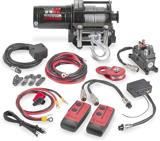 Warrior Winches Ninja 2000 lbs - Premium 12V Electric ATV/UTV Winch with Steel Cable, Compact and Powerful 12 Volt ATV Winch - Comes with Wireless Remote - Perfect for ATV, UTV, Boat, Trailer