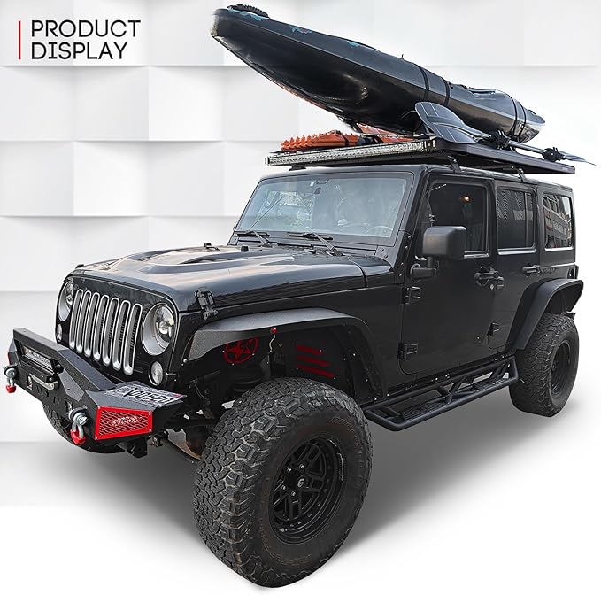 Steel Maximum Load 300 lbs Roof Rack Bars Kayak Cargo Carriers Crossbar roof Rack Compatible with Jeep Wrangler JK JL Gladiator JT 2007-2024 (4 Door Hard Top)
