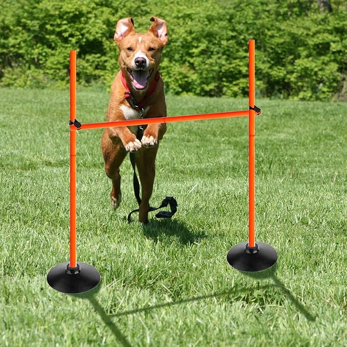 Orange Adjustable Height Agility Hurdle Set Multi-Function Soccer Trainning Pole Set Coaching Sticks with Rubber Base