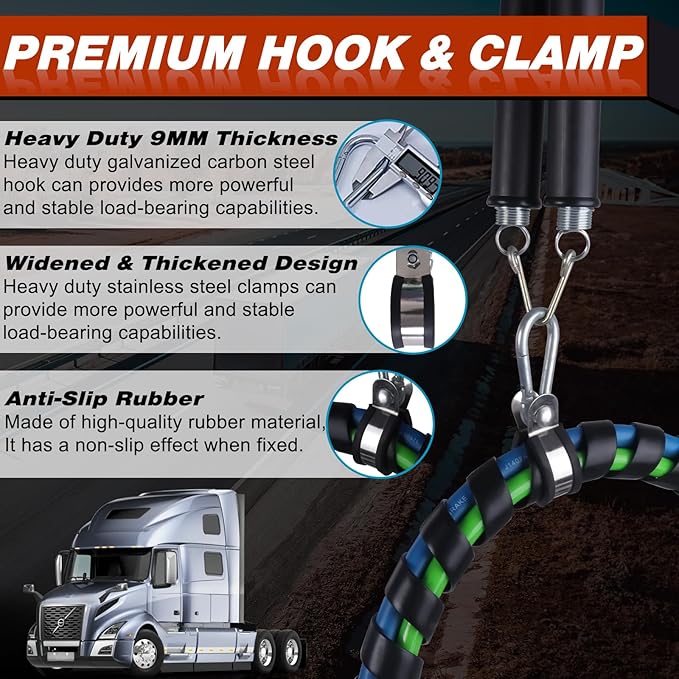 Cheemuii 16" Double Tender Spring Kit with Trailer Hose Holder Heavy Duty Tender Spring for Semi Truck Air Lines Kit 3 in 1 Air Lines Holder for Semi Truck Trailer Tractor