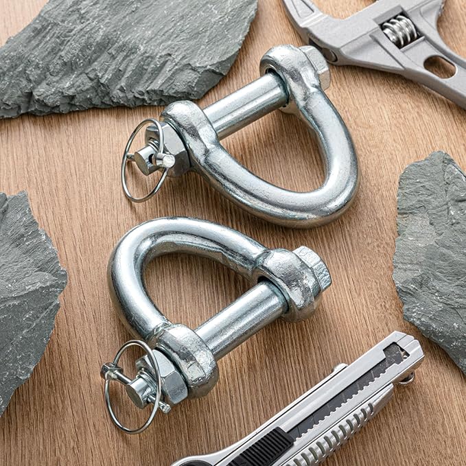 2 Pack 2 Inch Web Sling Shackles with Quick Release Pins, 8000 Lbs WLL, White Blue Zinc, Heavy Duty Tools for Lifting Slings, Recovery Straps, Car Towing, Industrial & Outdoor Use