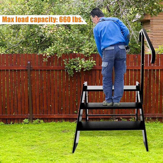 Step Ladder 3 Step Folding, Step Stool Foldable, RV Steps with Non Slip Feets, Max Load Capacity 660lbs Hot Tub Steps for Home, Travel Trailer, Camper, Mobile Home, Spa, and Porch (3 Step)
