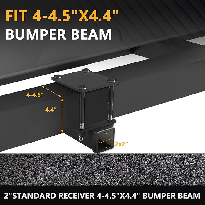 Tow Hitch 2 Inch, RV Bumper Hitch Receiver Adapter Fits 4-4.5" Beam, 200 Lbs Tongue Weight Capacity, Travel Trailer Rear Bumper with Hitch Pin & Hitch Cover, Fit for Camper Bike Racks Cargo Car