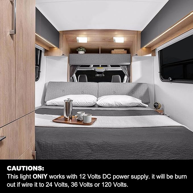 Facon LED 12V RV Interior Lights with Touch Dimmable Switch, Single Dome Light 6W 500LM, 3Colors: 3000K/3500K/4000K, 12Volts LED Ceiling Light for RV, Camper, Caravan, Trailer, 5th Wheel, Boat