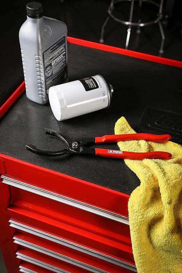 ARES 56032- Locking Jaw Oil Filter Pliers - 2 1/2-Inch to 4 1/2-Inch Jaw Opening - 12-Inch Adjustable Oil Filter Wrench Features Long Handles with Nonslip Grips and Locking Jaw Design