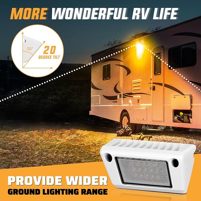 Nilight RV Exterior Light 2PCS 5 Inch Porch Lights Amber Beam 12V 24V LED Scene Cargo Lighting White Aluminum Housing for RVs Trailers Travel Campers 5th Wheels Motorhome SUV Truck