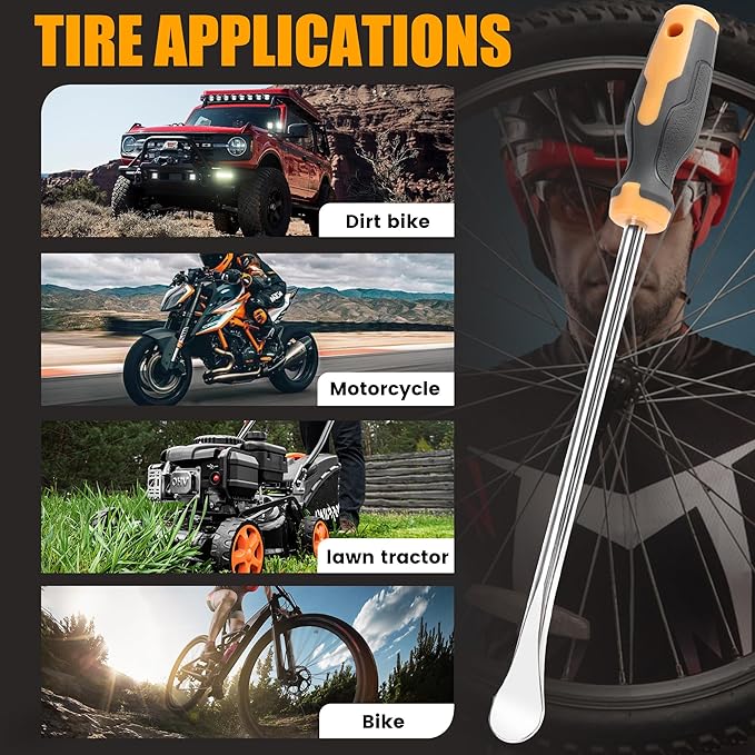MULWARK Tire Spoons 14.5 Inches Motorcycle Tire Changer Durable Chrome Vanadium Steel Tire Changing Kit Includes Rim Protectors Easy to Use Tire Iron