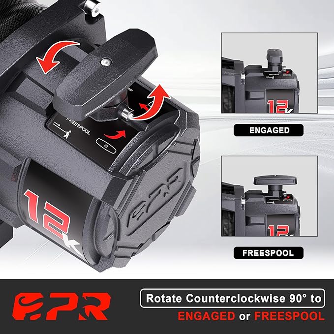 OPENROAD 12000 lb Recovery Winch with Synthetic Rope and 2 Wireless Remotes - IP68 Waterproof 12V Electric Winch for Jeep, SUV, Truck & Trailer - Panther Series 3S