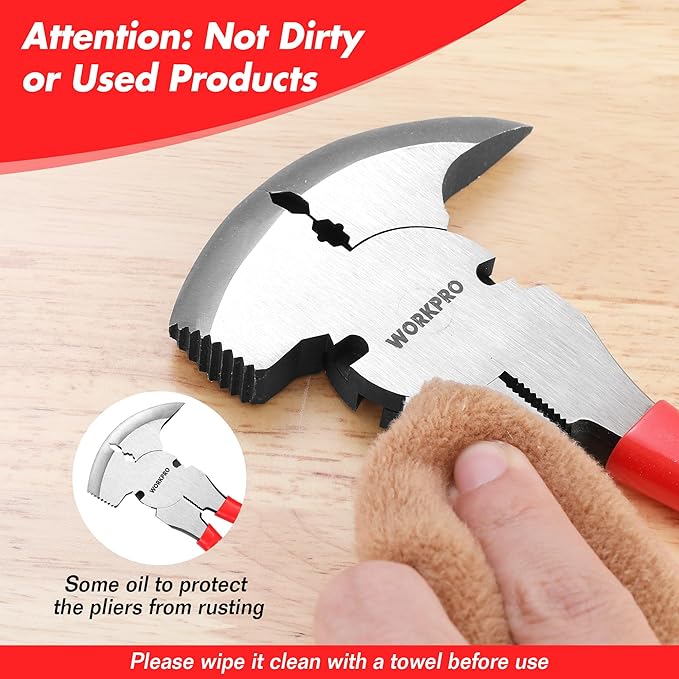 WORKPRO Fencing Pliers, 10-inch Multi Fence Pliers Tool, Heavy Duty Fencing Tools, Barbed Wire Fence Tools, Fence Cutter, Nail Puller, Staple Puller, Cutting Wire, Hammer Head