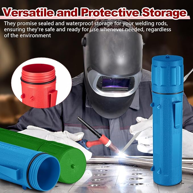 Zonon 4 Pcs Electrode Rod Storage Tube 14 Inch Airproof and Waterproof Welding Rod Holder for Canister(Red,Blue,Green Orange)