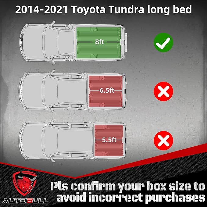 Hard Top Tri Fold tonneau Cover Compatible with 2007-2021 Toyota Tundra 8ft Bed (97.6"), Alloy Steel and Fiberglass Made