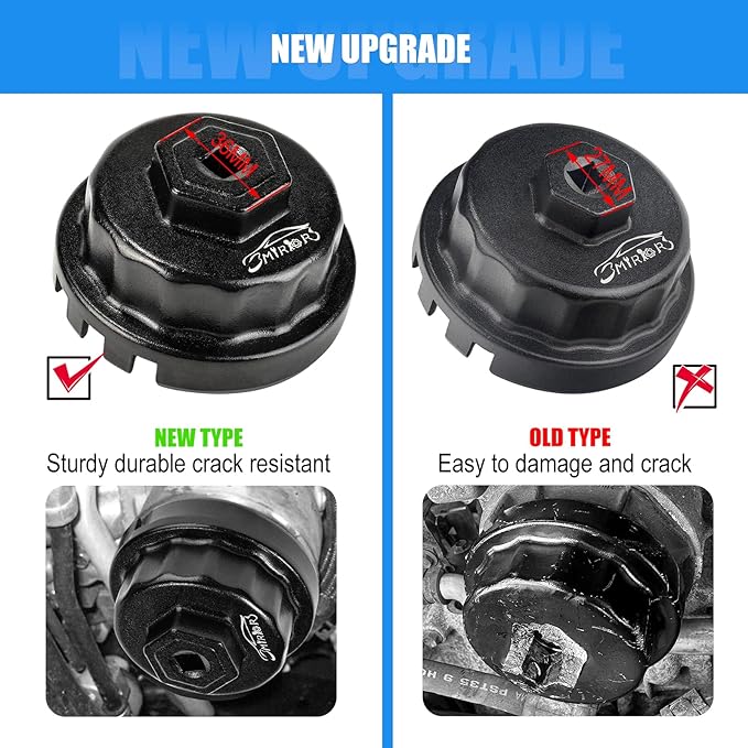 3mirrors Oil Filter Wrench Oil Filter Removal Tool Compatible with Toyota Lexus Scion RAV4 Camry Tundra Highlander Sienna Prius 2.5-5.7L Engine with 64mm Cartridge Style Oil Filter System