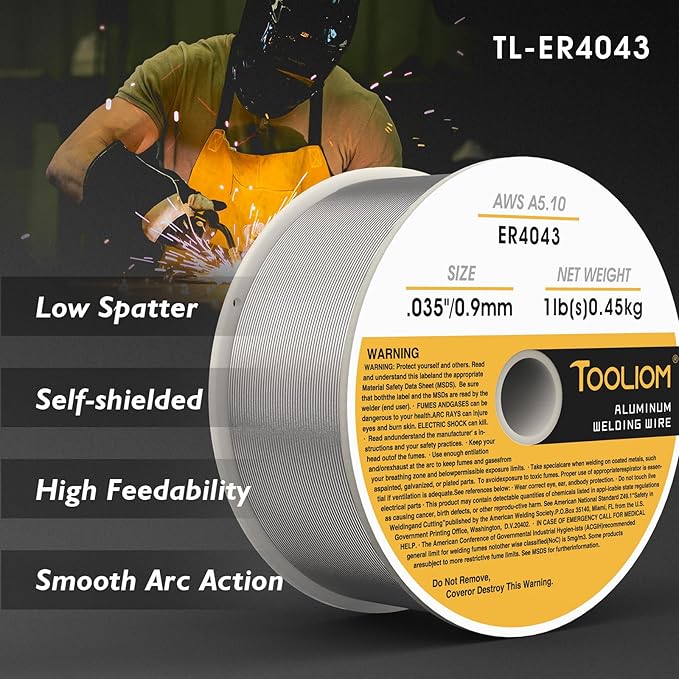 TOOLIOM ER4043 - .035" Welding Wire MIG Aluminum 0.9 mm Welding Wire - 1lb Spool