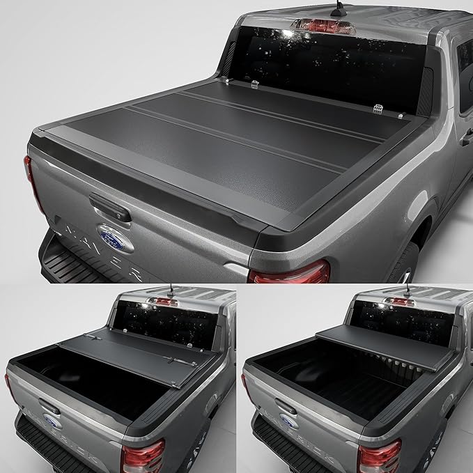 Tutel Low Profile Hard Shell Folding Truck Bed Tonneau Cover|Fits 2022-2026 Ford Maverick 4'6" Bed (54.4") - TTLTMLPT037