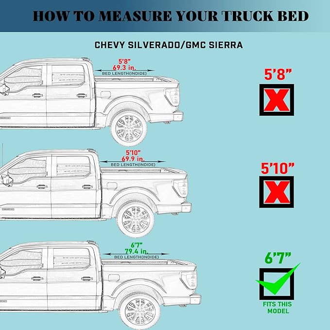 Hard Tri-Fold Truck Bed Tonneau Cover Compatible with Chevy/GMC Silverado/Sierra 1500(2007-2026) 2500 3500 HD(2007-2019), Works w/MultiPro/Flex Tailgate 6.7ft Bed (79.4")
