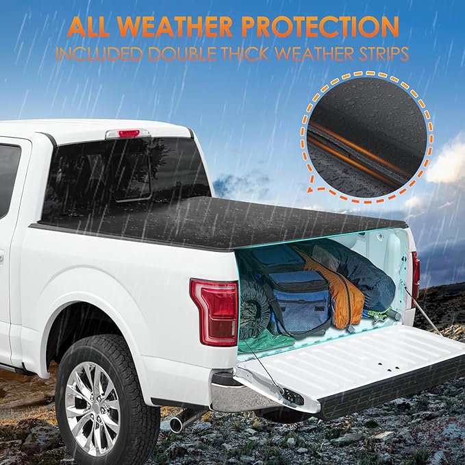 Nilight Soft Tri-fold Truck Bed Tonneau Cover Compatible with Ford F150 2004 2005 2006 2007 2008 2009 2010 2011 2012 2013 2014-5.5ft