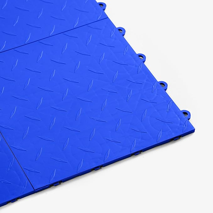 FlooringInc's Nitro 12"x12" Snap-Together Garage Flooring Tiles, Non-Slip Interlocking Plastic Garage Floor Mat, Garage Organization & Garage Storage, Diamond Pattern, Shelby Blue, 52 Tiles, 52 Sq/Ft