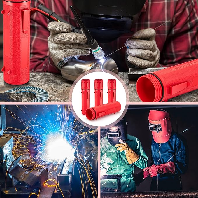 Zonon 8 Pcs Welding Rod Holder Stick Welding Electrode Rod Storage Tube 14 Inch Rod Storage Container Airproof Welding Rod Holder Waterproof Storage Canister for Welding Rod(Red)