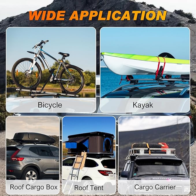 Nilight Roof Rack Cross Bars Fit for Jeep Grand Cherokee 2011 12 13 14 15 16 17 18 19 20 2021 with Grooved Side Rails, Aluminum Crossbars with Anti-Theft Lock for Cargo Carrier Kayak Tent Snowboard