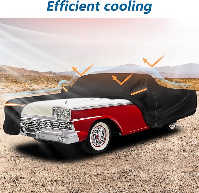 Car Cover for Ford Ranchero 1957-1959 1968-1979, Waterproof 210D Oxford Cloth and Cotton Cover Outdoor Full Car Covers with Zipper Windproof Heavy Duty All Weather Protectio