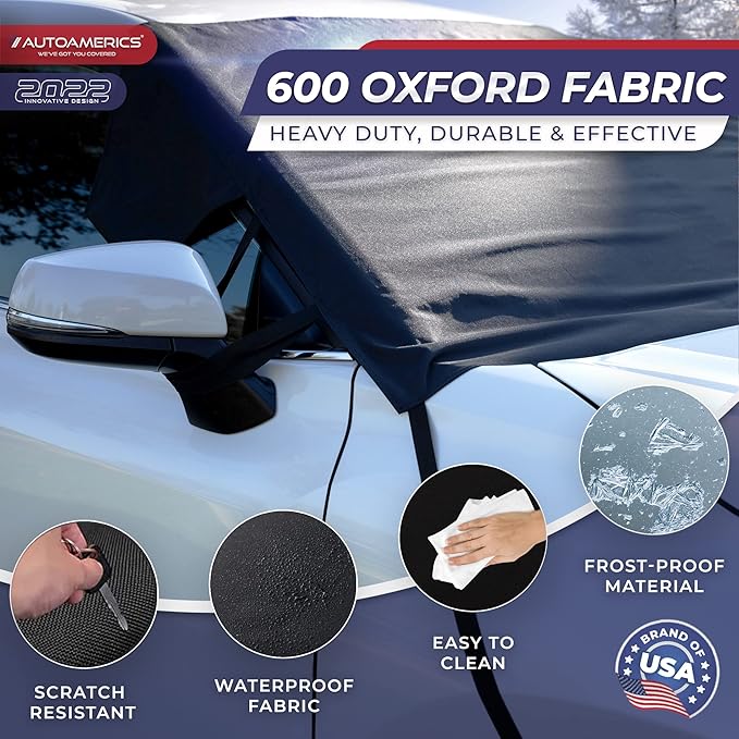 AUTOAMERICS Windshield Snow Cover - Windshield Cover for Ice and Snow - Waterproof Shield Window Protector for Car Truck SUV