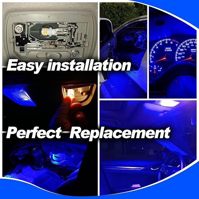 T10 194 912 921 906 2825 LED Bulb Blue 168 T10 Replacement Bulbs for RV Car Dome Map Door Courtesy License Plate Dashboard Lights Lamp 12V,4Pack