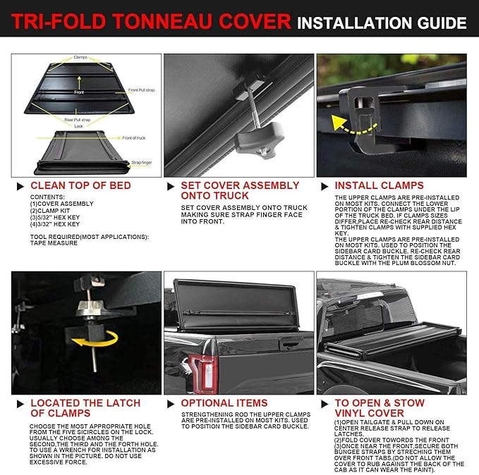 Kikito Vinyl Soft Tri-Fold Truck Tonneau Cover for 2015-2025 Canyon & Colorado 5.2FT (62.7in) Bed