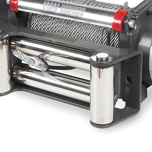 Warrior Winches Samurai 8000 lbs 12V Electric Winch with Steel Cable - Powerful Electric Winch for Trucks - 8000 lbs Load Capacity - Wireless Remote Included