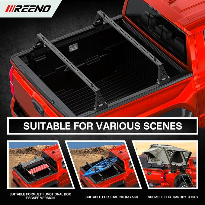 Overland Bed Rack/Bar for Full-Size Trucks/Overland Bed Rack Compatible with Retractable Hard Tonneau Cover, Soft Cover/No Drilling