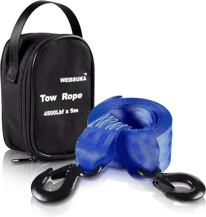 Trailer Winch Strap with Hook, 1.5in 16ft Heavy Duty Boat Winch Strap with 4500lbs Break Strength for Towing Vehicles, Boats, Trailer, Towing (Blue)