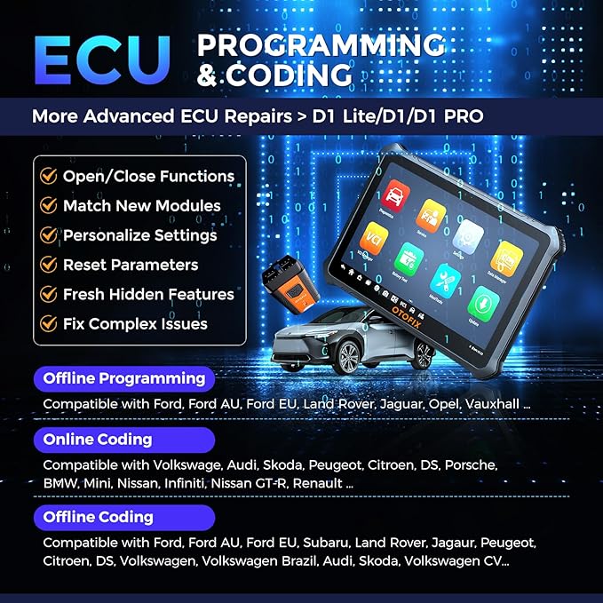 OTOFIX D1 Max OE Full System Diagnostics Scanner 2025 Ver, [2-Years Free Update] Bi-Directional Scan Tool for Car, 40+ Service Functions, Advanced ECU Coding, 10000+ Car Coverage, V.A.G Guided