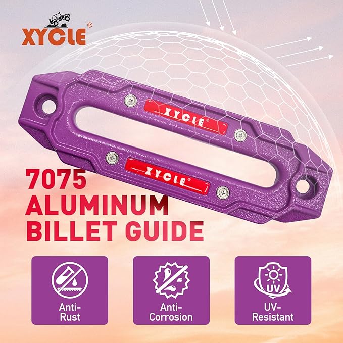 Winch Fairlead with Tow Hook,7075 Aluminum Hawse Fairlead with High Strength Alloy Steel Forged Winch Hook, 20000lb Winch Fairlead Hook (Purple)