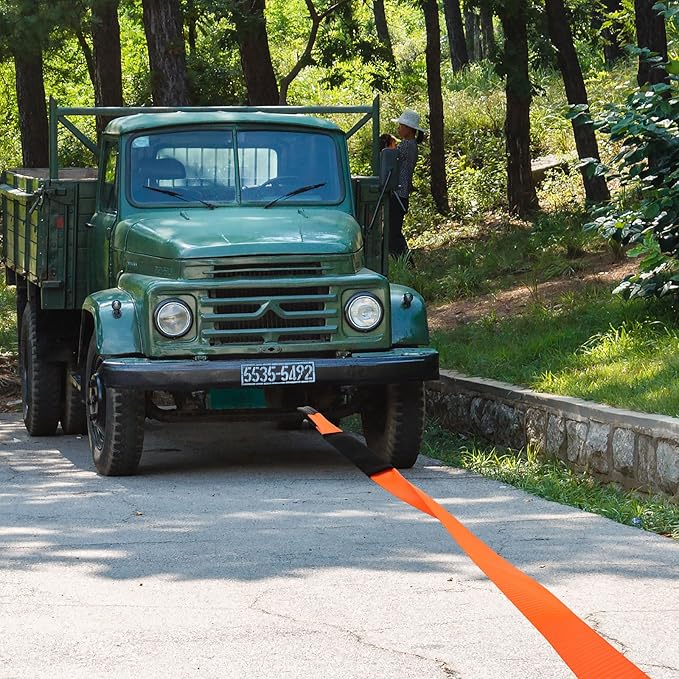 Windyun 2" x 50 ft ft Recovery Tow Strap Road Straps Heavy Duty Tow Rope Recovery Rope with Reinforced Loops and Protective Sleeves for Vehicle Truck Winching Gear Accessories 20, 000 Lbs