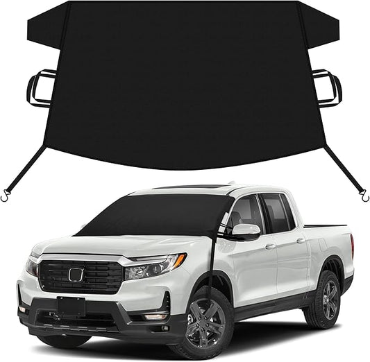 EcoNour Car Snow Cover Compatible for Honda Ridgeline | Windshield Cover for Ice and Snow with S-Hook Straps | Heavy-Duty 600D Oxford Winter Car Cover, Waterproof & Anti-Slip